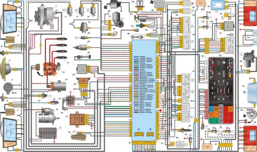 Электросхема ВАЗ 2109 (схема проводки) инжектор и карбюратор: неполадки в электрооборудовании