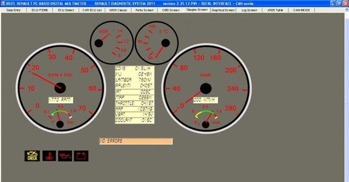 Fault in Fuel Injection Renault Vel Satis © Отображение информации